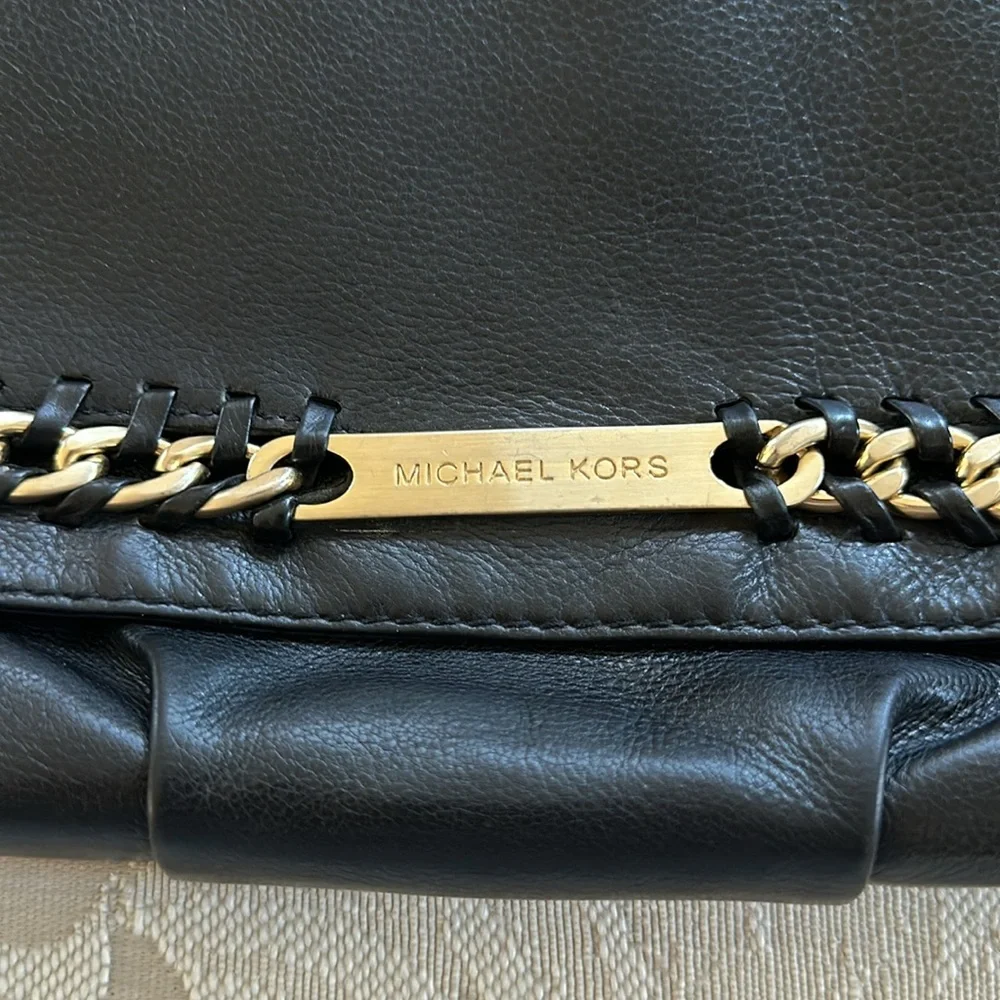 Michael Kors Black Leather Chain Shoulder Clutch
